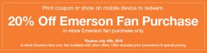 Emerson Ceiling Fan Coupon