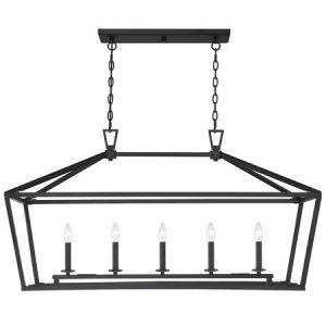 Townsend Collection 5-Light Linear Chandelier in Matte Black Savoy House 1-324-5-89