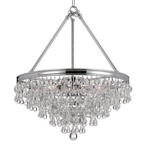 Calypso Collection 6-Light Chandelier in Polished Chrome with Smooth Shaped Crystal Drops and Balls Crystorama 136-CH