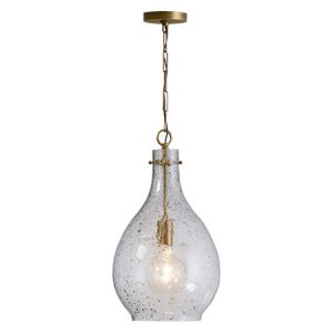 Independent Collection 1-Light Pendant in Brass Patina with Clear Seedy Glass Shade Capital Lighting 333813PA-472