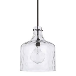 Independent Collection 1-Light Pendant in Bronze with Clear Water Glass Shade Capital Lighting 325717BZ