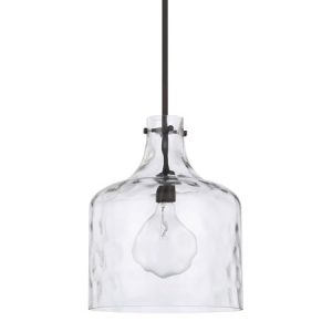 Independent Collection 1-Light Pendant in Bronze with Clear Water Glass Shade Capital Lighting 325717BZ