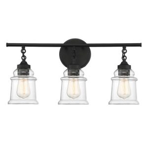 Fuller Collection 3-Light Bath Vanity in Matte Black with Clear Molded Glass Shades Lighting One V6-L8-8055-3-BK