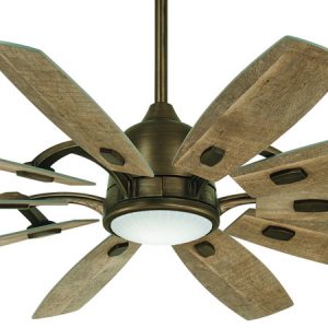 Barn Collection 65” 10-Blade Ceiling Fan in Barnwood with Integrated Clear Glass Lens LED Light Minka Aire F864L-HBZ