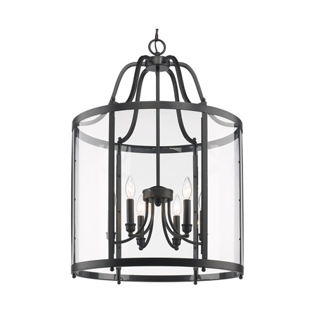 Payton Collection 6-Light Chandelier in Matte Black with Clear Glass 070638