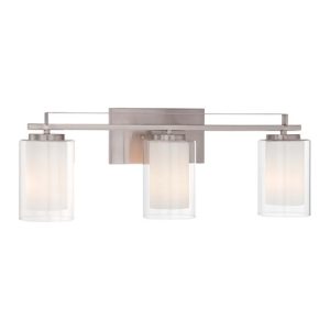 Parson Studio Collection 3-Light Bath Bar in Brushed Nickel with Etched White Glass 459291