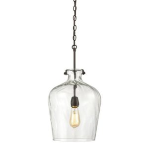 Tuscan Villa Collection 1-Light Pendant in Oil Rubbed Bronze with Oversized Clear Water Glass Shade Kitchen ELK 30070/1