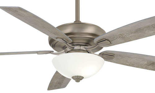 Watt II Collection 60” 5-Blade Ceiling Fan in Burnished Nickel with Savannah Gray Blades and Frosted White Glass LED Light F552L-BNK $299.90