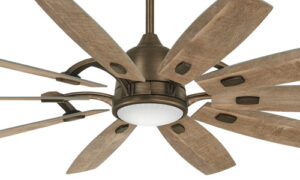 Barn Collection 65” 10-Blade Ceiling Fan in Heirloom Bronze with Barnwood Blades and Clear Ribbed Glass LED Light F864L-HBZ