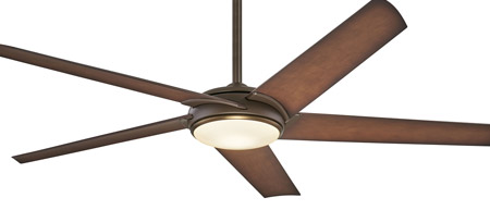 Raptor Collection 60” 3-Blade Ceiling Fan in Oil Rubbed Bronze with Toned Tobacco Blades and Tinted Opal Glass LED Light Minka Aire F617L-ORB-AB