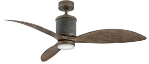 Merrick Collection 60” 3-Blade Ceiling Fan in Metallic Matte Bronze with Authentic Leather Accents and LED Light Hinkley 900360FMM-LDD