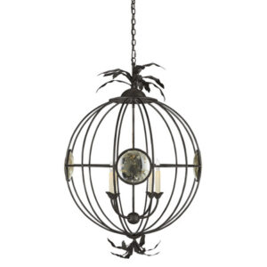 Fixtures Gramercy Collection 4-Light Foyer Lantern in Aged Iron with Medallion Accents Visual Comfort CHC 2188AI