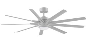 Best with Integrated Light 84” 9-Blade Ceiling Fan in Matte White with Weathered Wood Blades* Fanimation MAD8152-MWW with BPW8152-64MWW Blades