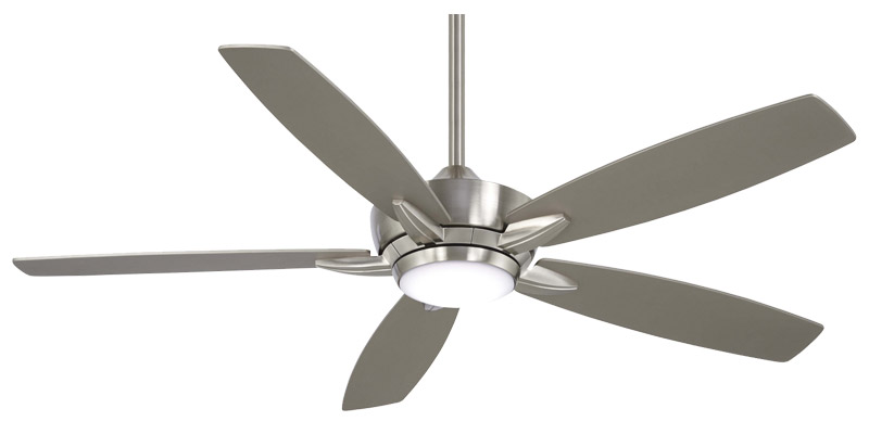 Kelvyn Collection 52” 5-Blade Ceiling Fan in Brushed Nickel with Frosted White Glass LED Light Minka F717L-BN/SL