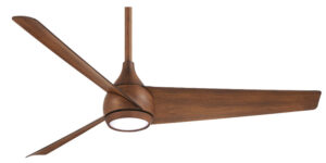Best Curved Blade Twist Collection 52” 3-Blade Ceiling Fan in Distressed Koa with White Glass LED Light Minka F678L-DK