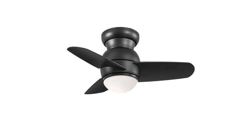 Spacesaver Collection 26” 3-Blade Ceiling Fan in Coal with Etched Opal Glass Light Minka F510L-CL