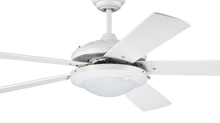 Nikia Collection 52” 5-Blade Ceiling Fan in White with Integrated Frosted White Light Craftmade NIK52W5