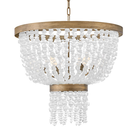 Dune Collection LED Pendant in Burnished Gold with Soft White Sea Glass Strands Fredrick Ramond FR30206BNG