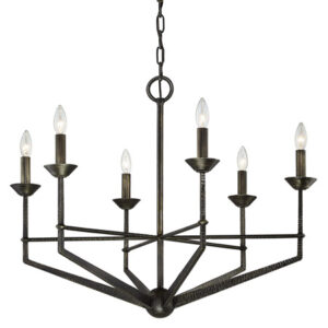Glasgow Collection 6-Light Chandelier in Pompeii Silver in Hand-Hewn Iron Troy Lighting F6616