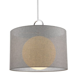Arosia Collection 1-Light LED Pendant in Chrome with Grey Linen Fabric Shade Z-Lite 194-24G-C