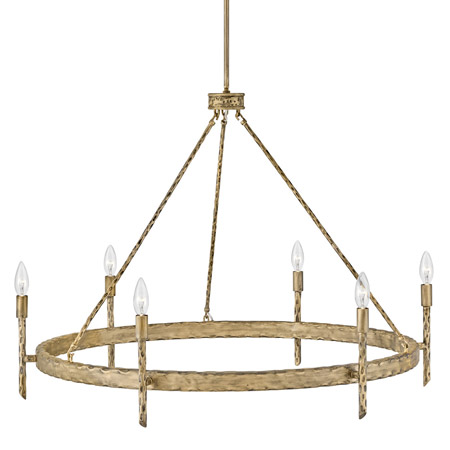 Tress Collection LED Chandelier in Champagne Gold with Hammered Metal Finish Frame Hinkley 3678CPG