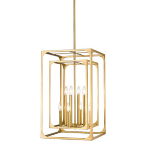 Easton Collection 8-Light Chandelier in Rubbed Brass with Double Open Frame Design Z-Lite 3038-8RB