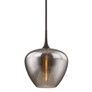 West End Collection 1-Light Pendant in Vintage Bronze with Mercury Smoke Glass Shade Troy