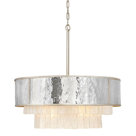 Reverie Collection LED Chandelier in Champagne Gold with Hammered Steel Drum Shade Fredrick Ramond FR 32706CPG