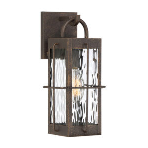 Ward Collection 1-Light Outdoor Wall Mount Lantern in Gilded Bronze with Clear Water Glass Panels Quoizel WAR8406GZ