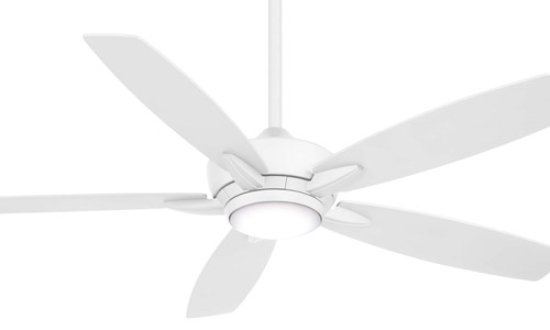 Kelvyn Collection 52” 5-Blade Ceiling Fan in Flat White with Integrated LED Light and Etched White Lens Minka Aire F717L WHF