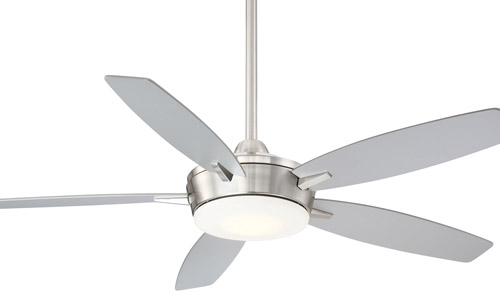 Espace Collection 52” 5-Blade Ceiling Fan in Brushed Nickel and Silver with Integrated LED Light and Etched Opal Glass Lens Minka Aire F690L BN/SL