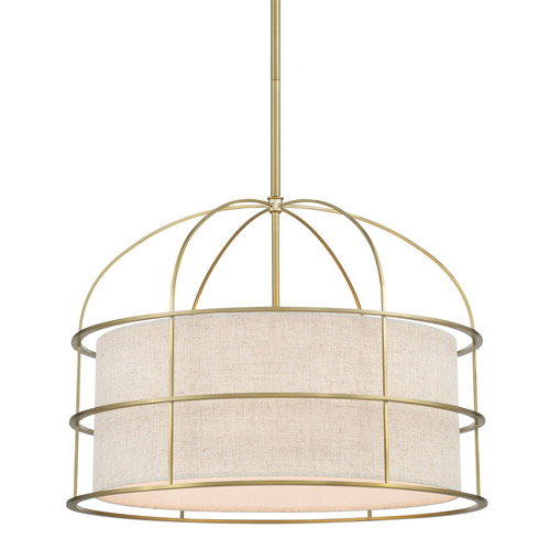 Gateway Park Collection 5-Light Convertible Pendant in Soft Brass with Oatmeal Fabric Shade Minka Lavery 2155-695
