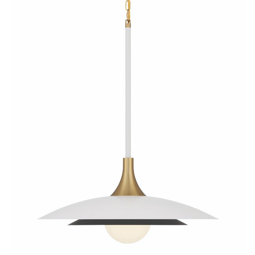 Welsh Collection LED Tiered Pendant in White with Brushed Brass Accent and White Opal Glass Shade Eurofase 46785-015