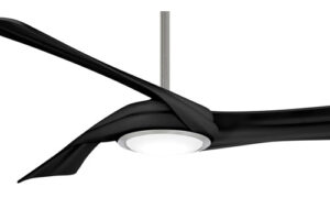 Curl Collection 60” 3-Blade Ceiling Fan in Brushed Nickel and Coal with Integrated Frosted White LED Light Minka F714L-BN/CL