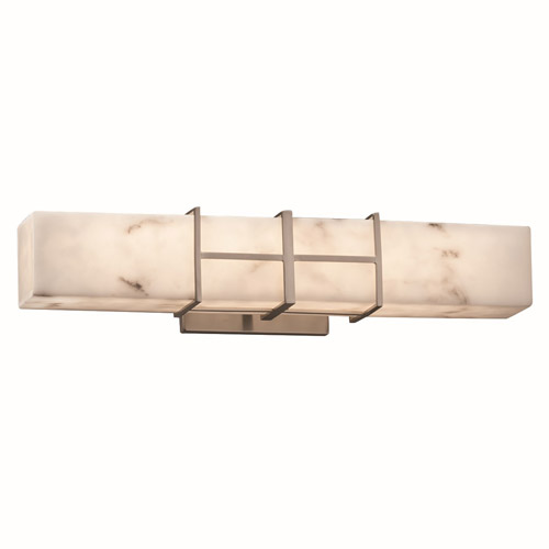 LumenAria Collection LED Bath Vanity Light in Brushed Nickel with Faux Alabaster Resin Shade Justice FAL-8640-NCKL