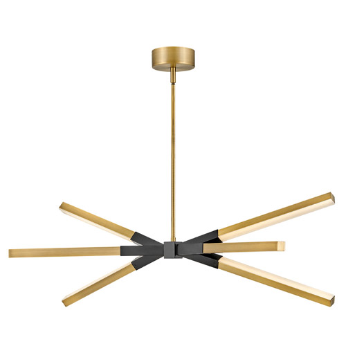 Rae Collection LED Pendant in Lacquered Brass with Black Accents Fredrick Ramond FR30618LCB