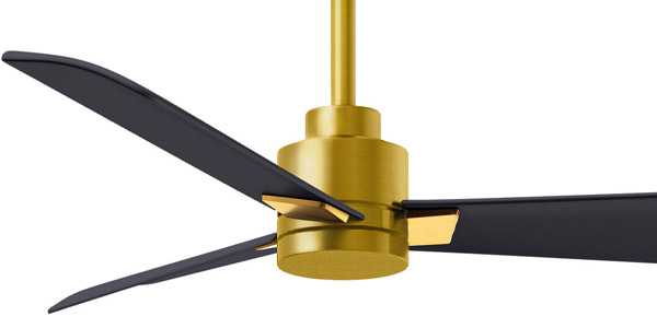 Alessandra Collection 56” 3-Blade Ceiling Fan in Brushed Brass with Matte Black Blades Matthews Fan Co AK-BRBB-BK-56