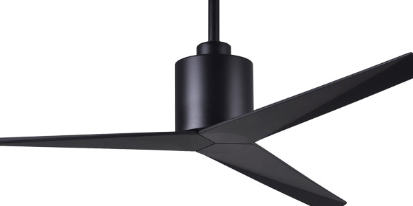 Eliza Collection 56” 3-Blade Ceiling Fan in Gloss Black with Gloss Black Blades Matthews Fan Co EKH-WH-WH