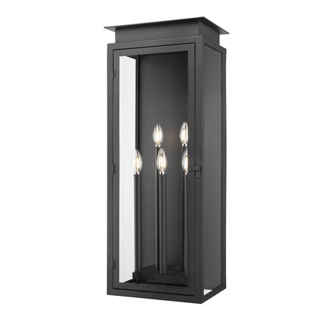 Nova Collection 5-Light Outdoor Wall Mount Lantern in Coastal Black with Clear Glass Paneled Door Z-LITE 5018XL-BK