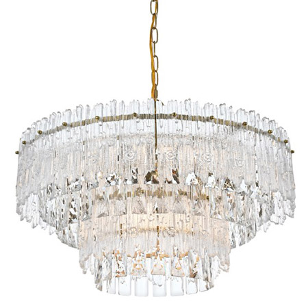 Emilian Collection 6-Light Pendant in Satin Gold with Intricate Royal Cut Crystal Flower Tiers Elegant 1780D21SG