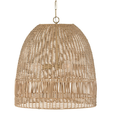 Naomi Collection 3-Light Pendant in Matte Brass with Hand-Woven Rattan Dome Shade Capital 347533MA