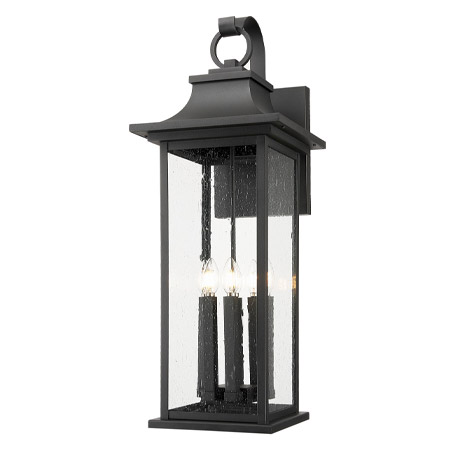 Tiberius Collection 6-Light Outdoor Wall Mount Lantern in Black with Clear Seedy Glass Panels Z-LITE 5017XL-BK
