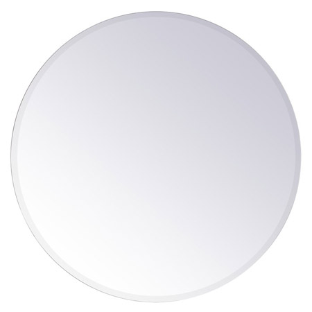 Gracin Collection 36” Round Mirror in Antiqued Silver with Rounded Metal Edges Elegant MR401936
