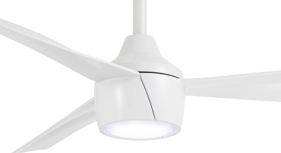 44” skinnie 3-Blade Ceiling Fan in Flat White with Flat White Blades and Integrated LED Polycarbonate